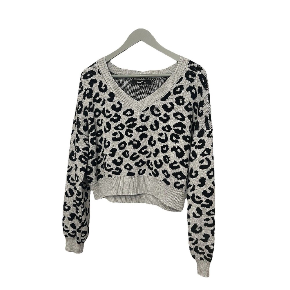 Love Tree Black and Gray Cheetah Print Cozy Pullover Sweater Size M